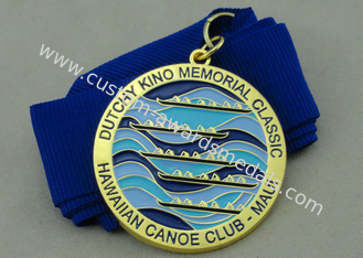 Hawaiiaanse het Lint 3d Medaille van de Kanoclub door de Matrijzenafgietsel van de Zinklegering met Gouden Plateren