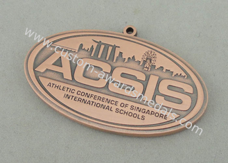 Atletische Internationale Scholenmatrijs Gegoten Medailles, Antiek Verkoperen 3.5 Duimmedaille
