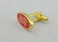 Unieke Douane Rode Ronde Cufflink, het Imitatie Gouden Plateren van 2 mm Dikte