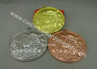 Medailles van het zink de Legering Aangepaste Lint, 3D Sporten die Medailles met Gouden Plateren in werking stellen