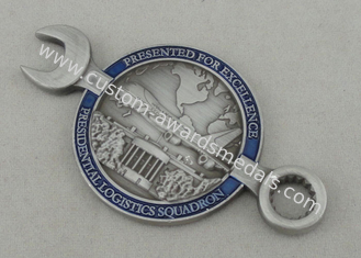 Het presidentiële Logistiekeskader personaliseerde Muntstukken, Volledig 3D Antiek Zilveren het Platerenmuntstuk van het Matrijzenafgietsel